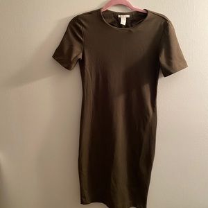 H&M dark green shirt dress